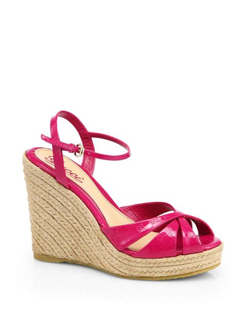 gucci signature leather espadrille|Gucci espadrilles wedges pink.